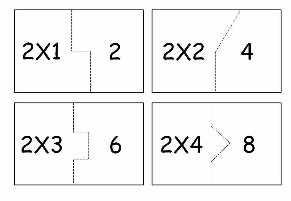 Quebra-cabeça da multiplicação para imprimir: Tabuada do 2