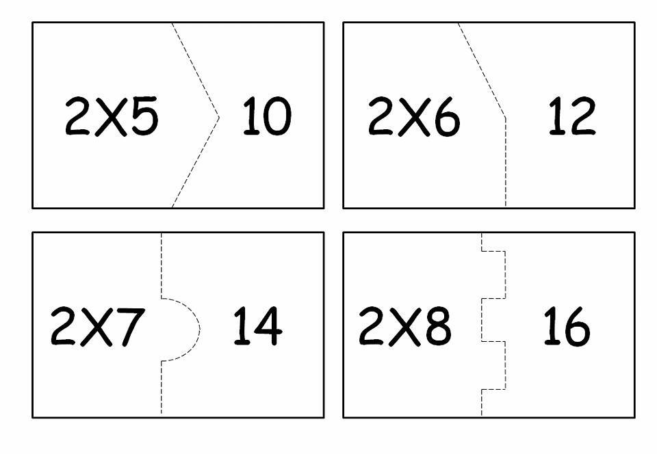 Quebra-cabeça da multiplicação para imprimir: Tabuada do 2