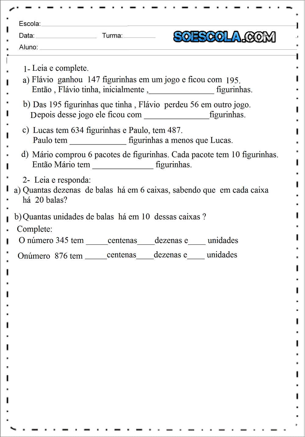 Atividades de Matemática 4 Ano --118 - Matemática no Ensino Fundamental