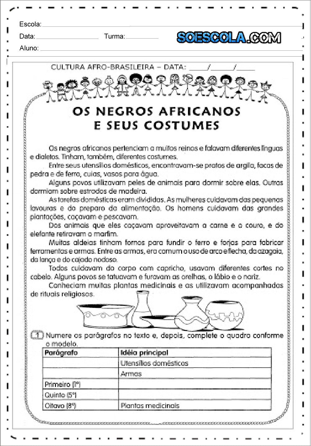 Atividade de Inglês sobre o Dia da Consciência Negra com Gabarito - Anos  Finais