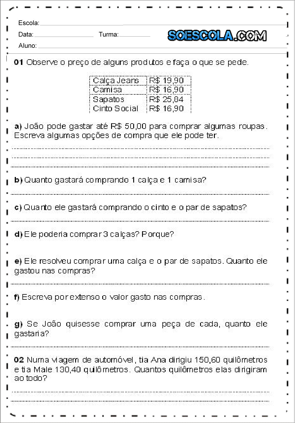 Problemas Com Números Decimais 5 Ano – SRYSF