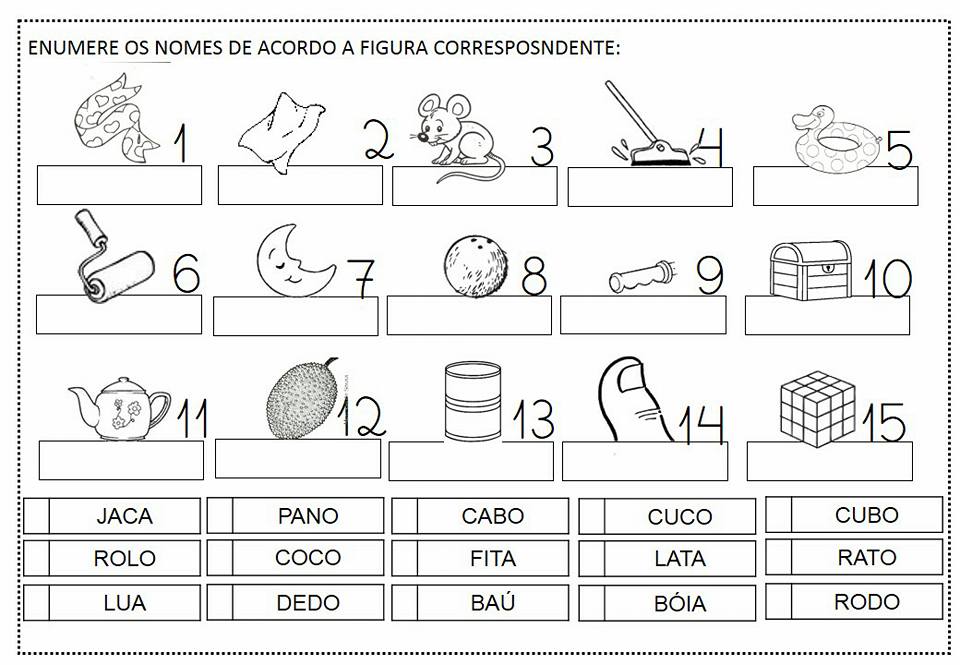 Enumere os Nomes - Atividades de leitura e escrita — SÓ ESCOLA