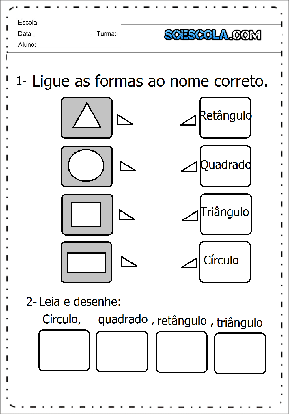 Atividades Escolares: Atividades com formas geométricas em inglês  Confira