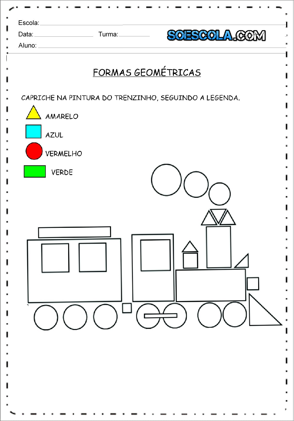 Atividades Formas Geométricas para imprimir - Baixe em PDF.