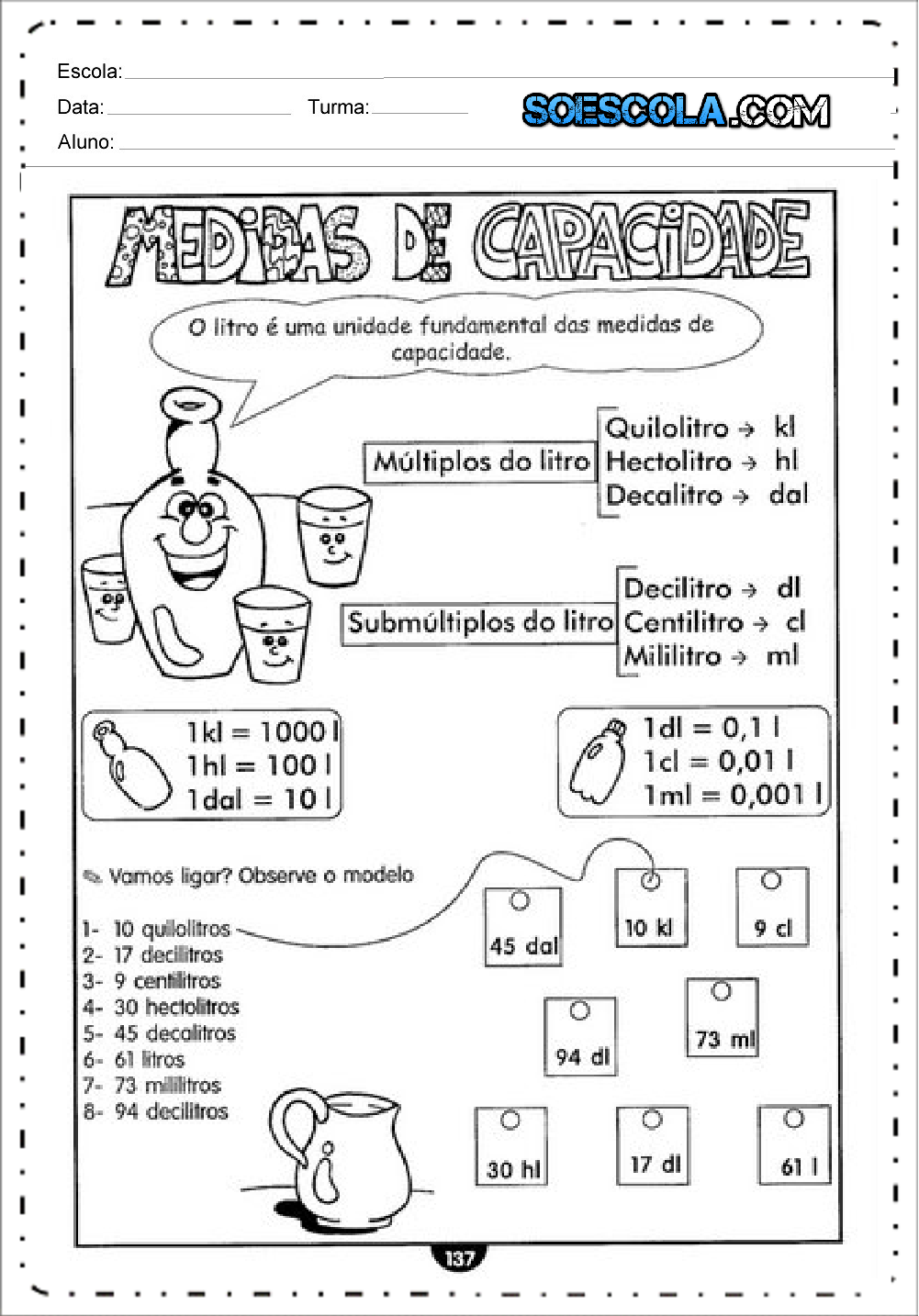 Atividades sobre Medicas de Capacidade - Para Imprimir 