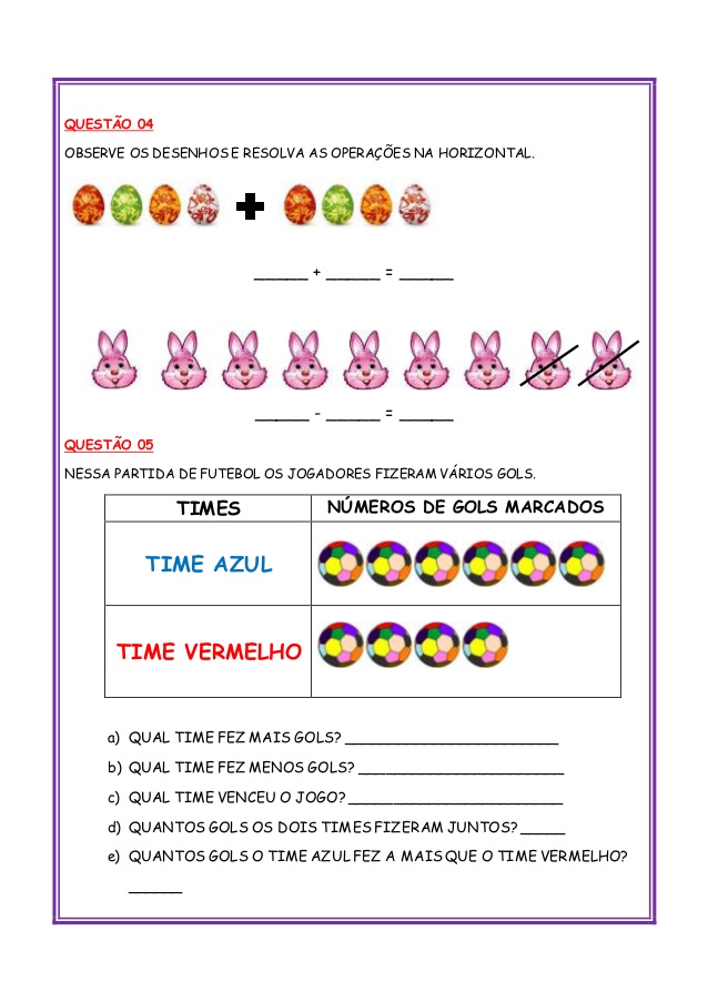 Avaliação de matemática 2 ano para imprimir e baixar em PDF.