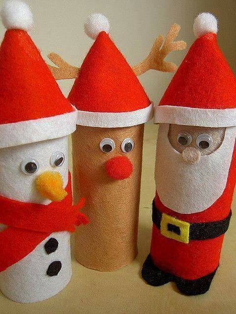 Lembrancinha de Natal com rolos de papel higiênicos