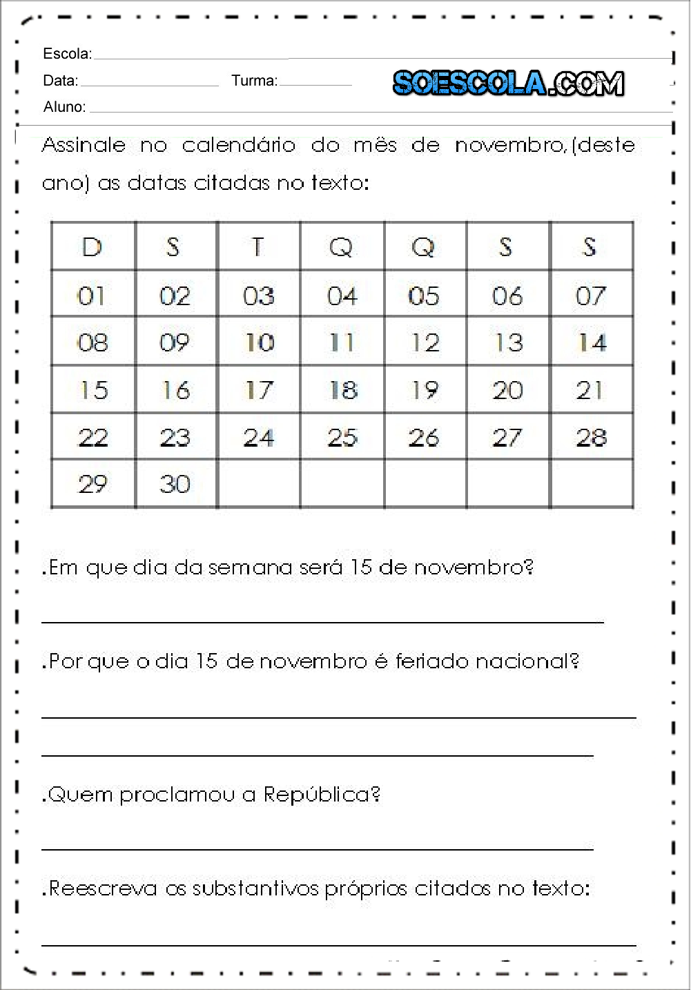 10 Atividades Proclamação da Republica - Para Imprimir - Series Iniciais.