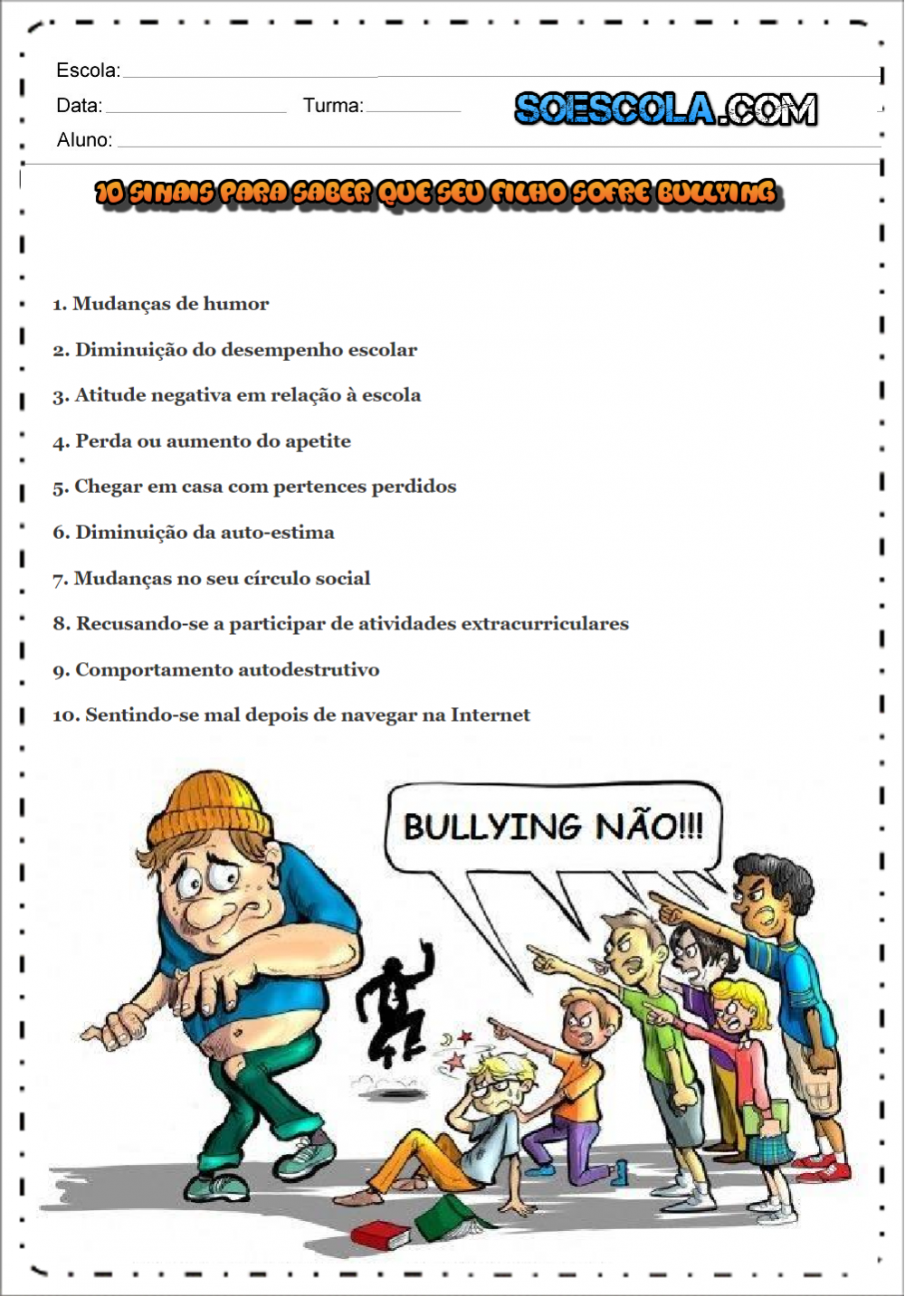 10 sinais para saber que seu filho sofre bullying