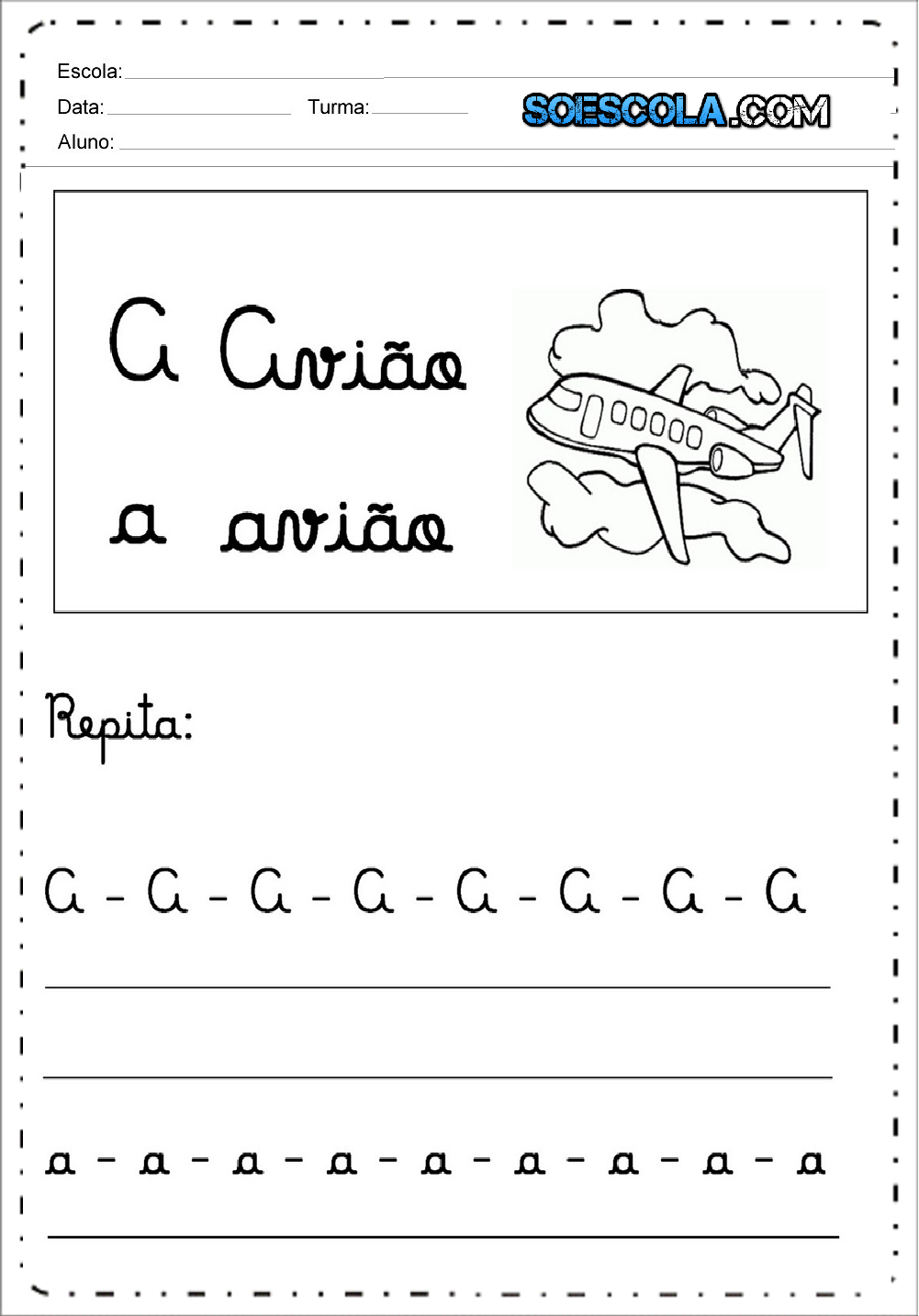 6 Atividades com letra cursiva - Para Imprimir - Series Iniciais.