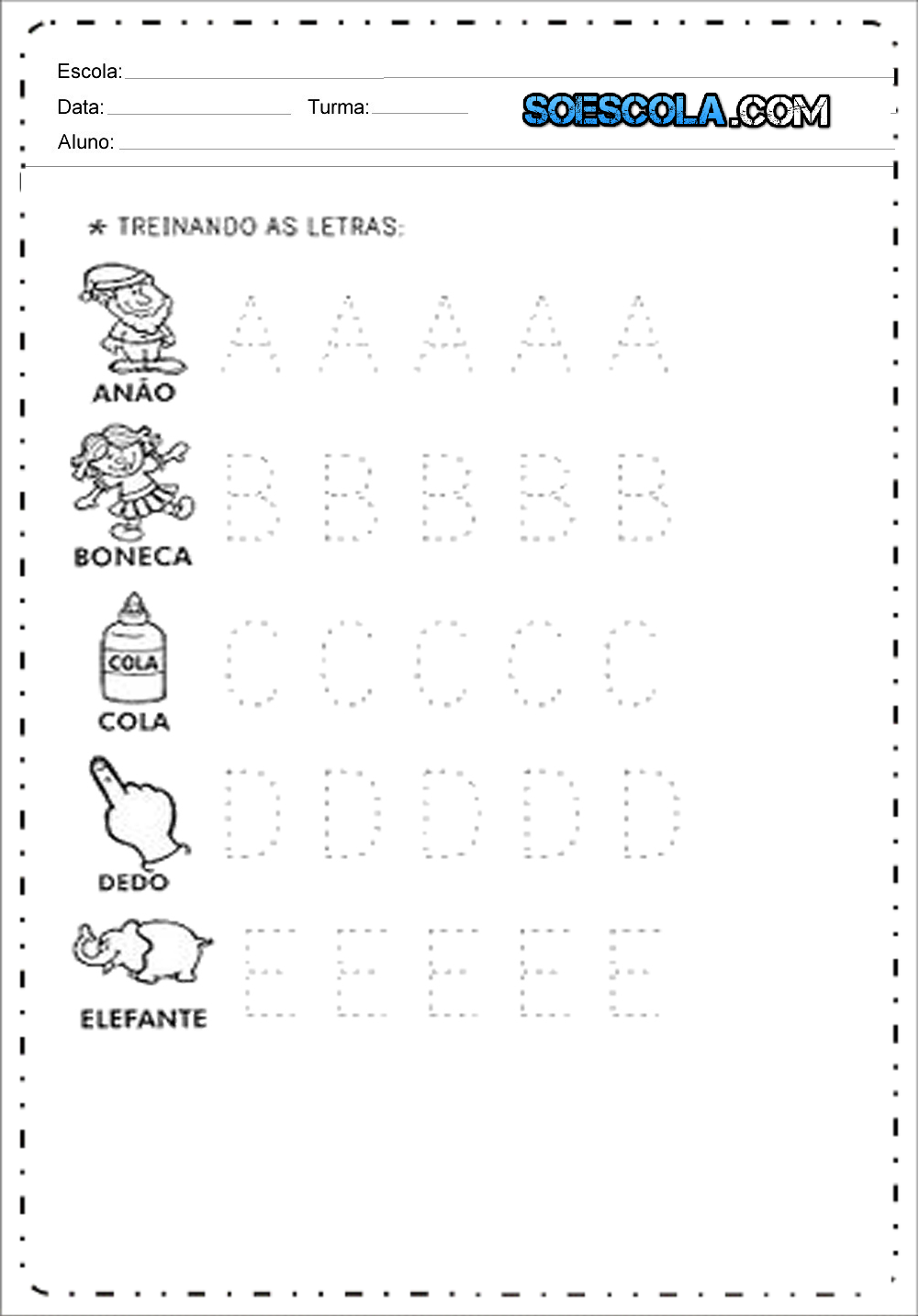 Alfabeto Pontilhado - Atividades Educativas para imprimir.