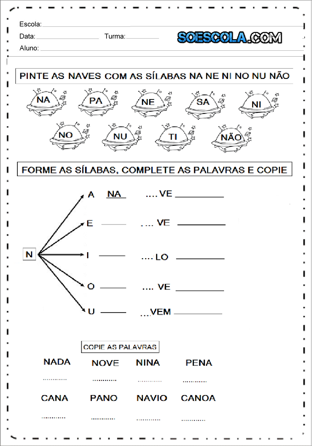 Atividades com as famílias silábicas - Para Imprimir - Series Iniciais