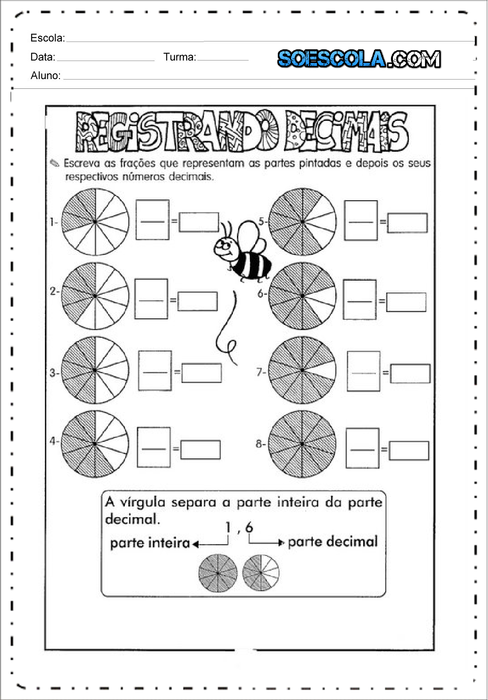 Atividades com Frações - Para Imprimir - Series Iniciais.