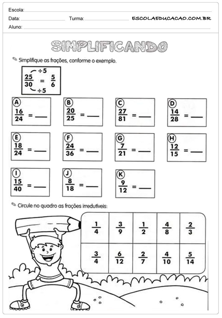 SIMPLIFICAÇÃO DE FRAÇÕES  Simplificando frações, Ensino de