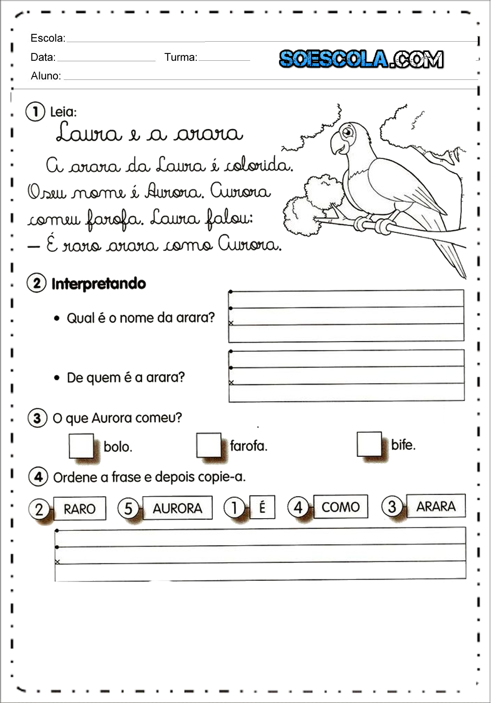 Atividades com letra cursiva - Para Imprimir - Series Iniciais.