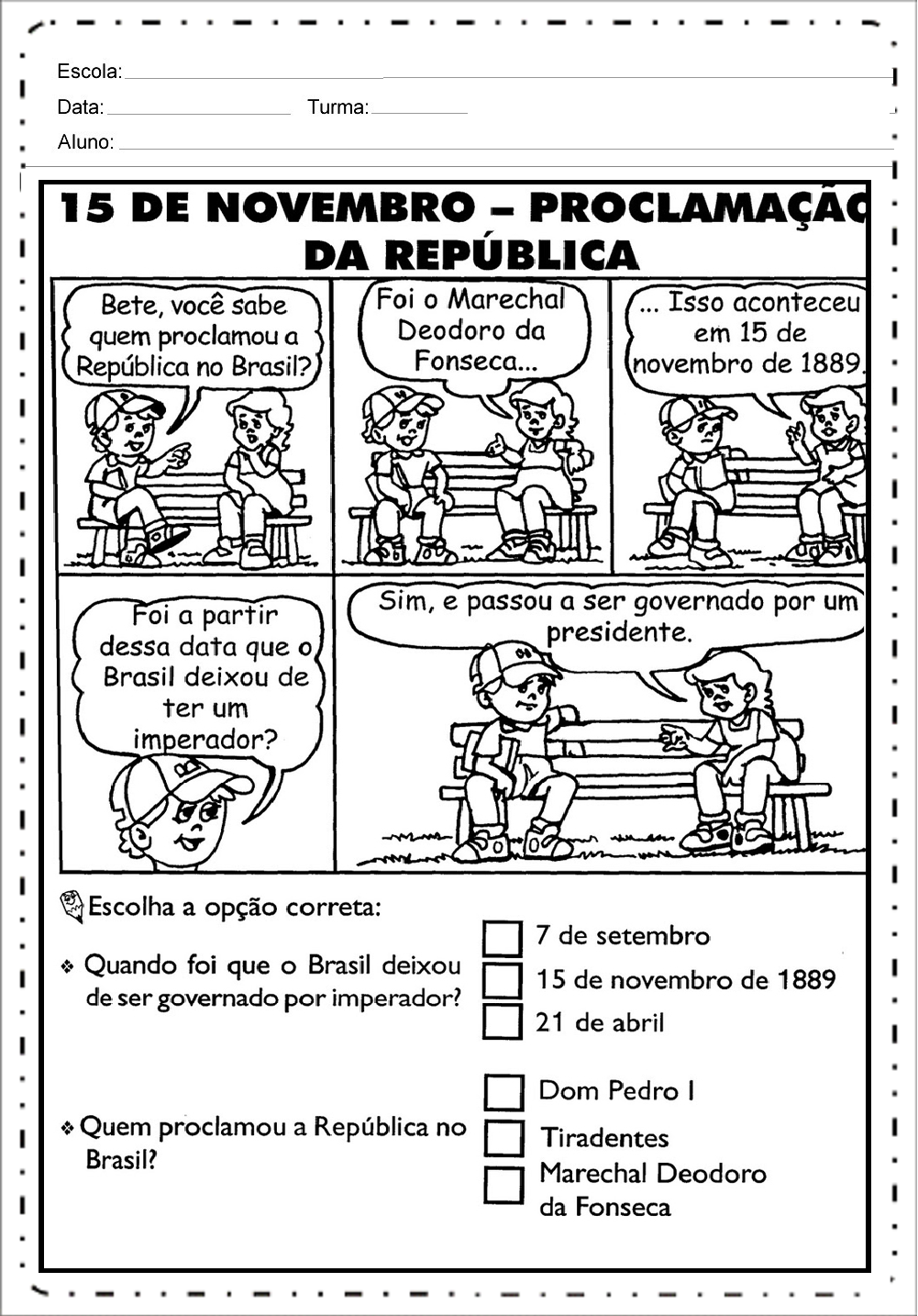 Atividades Proclamação da República 2 ano - Para Imprimir - Baixe.