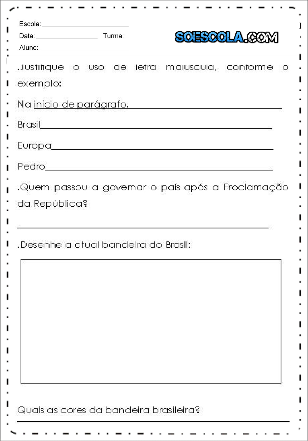 Atividades Proclamação da República 4 ano - Para Imprimir - Baixe.