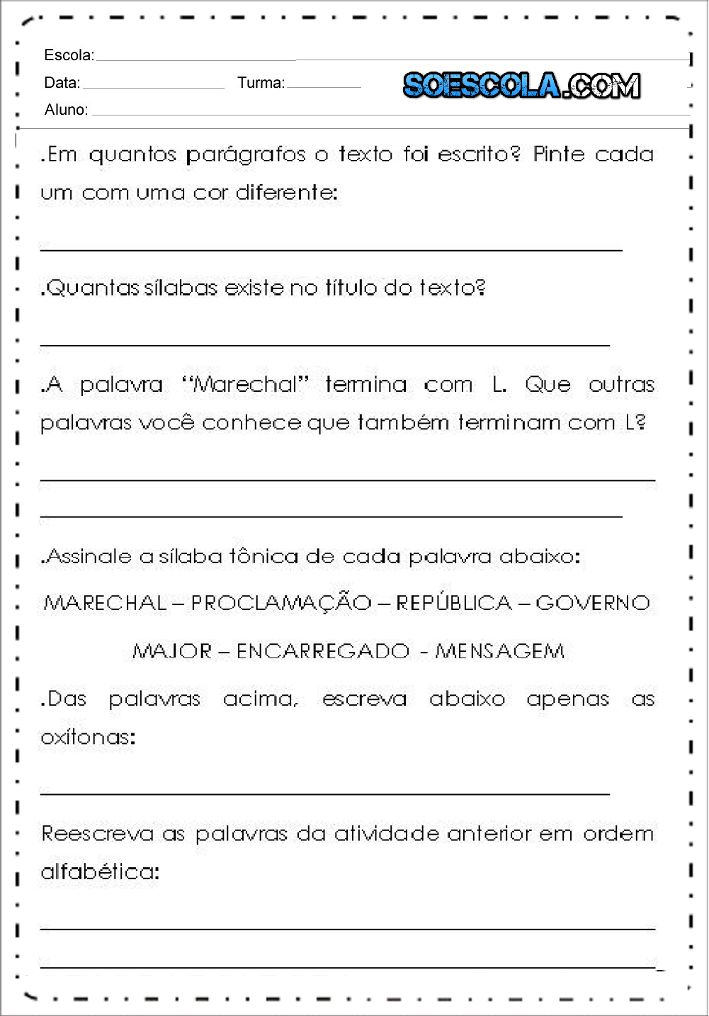 Atividades Proclamação da República 4 ano - Para Imprimir - Baixe.