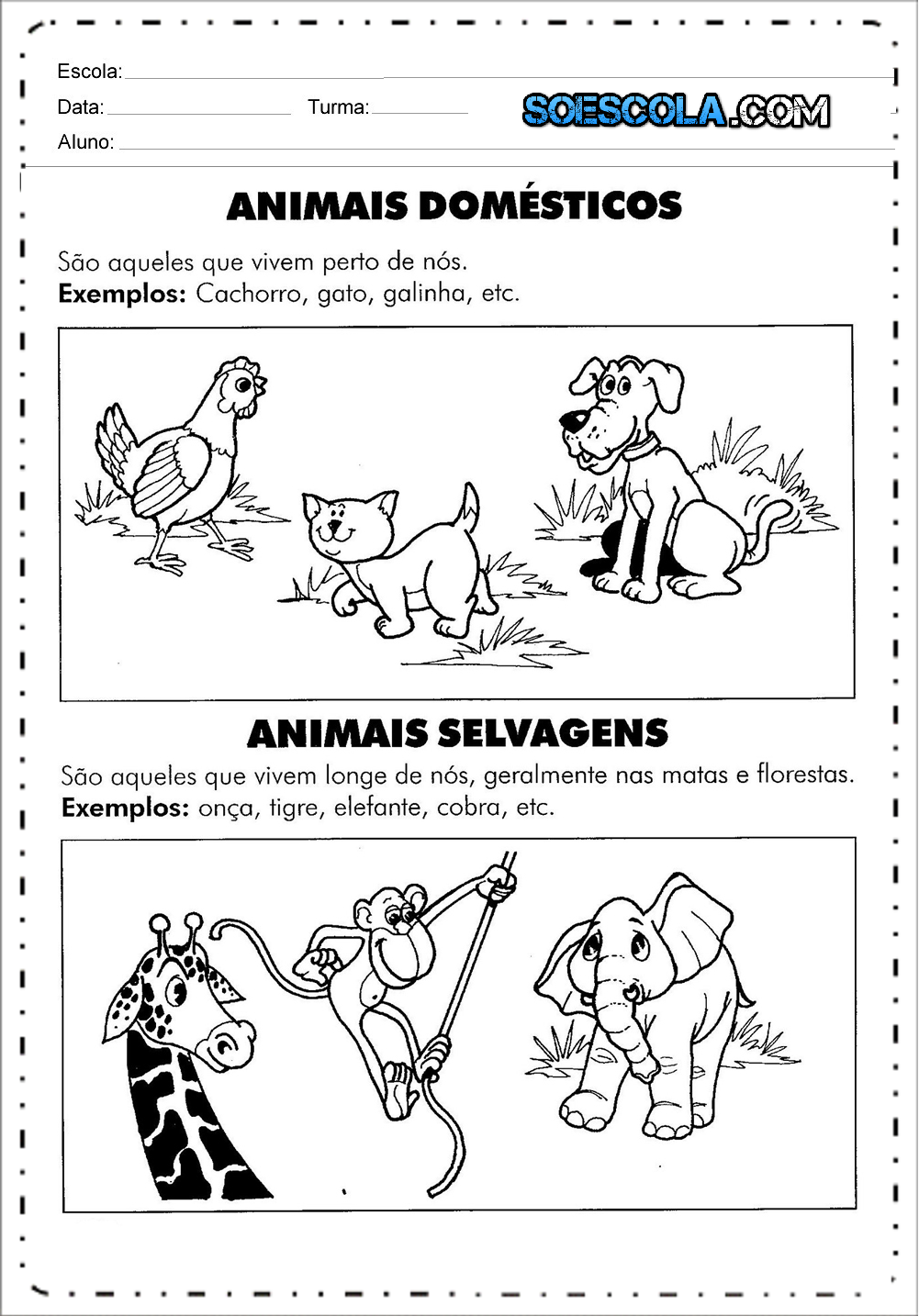 Educação Infantil: Animais Domésticos - Creche 3