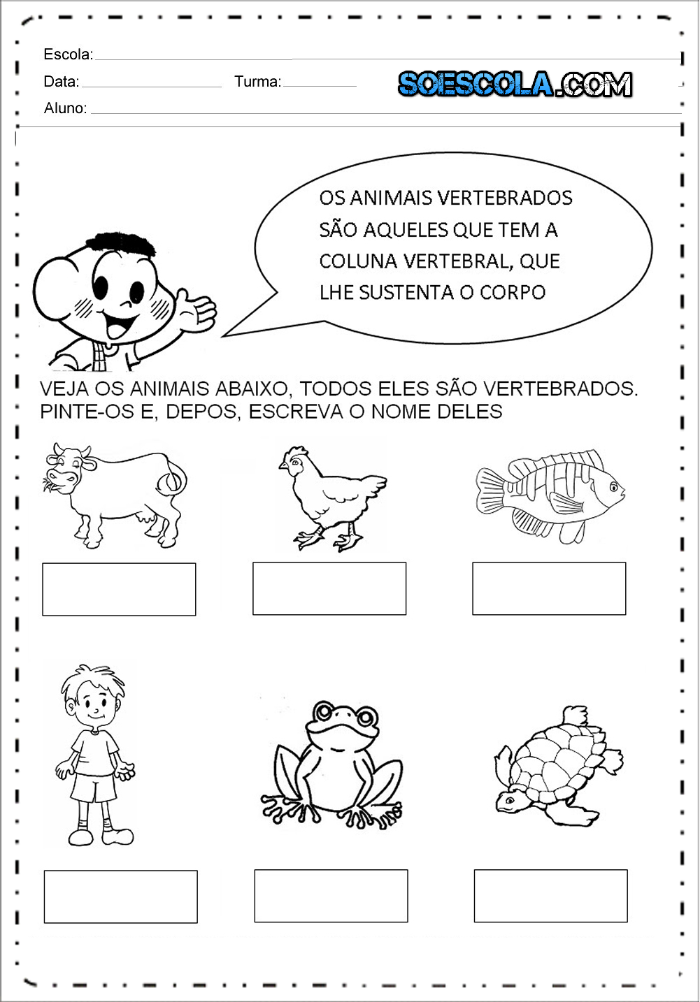 Atividades sobre Animais para imprimir - Series Iniciais - Baixe.