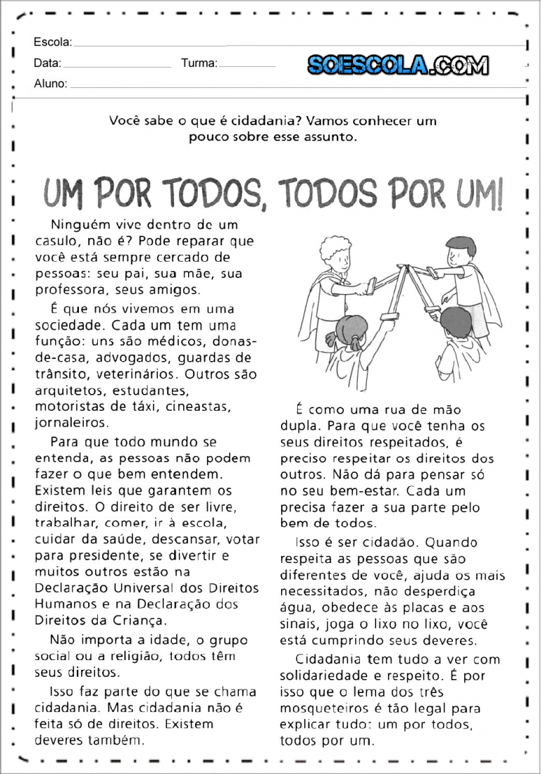 Atividades sobre Cidadania - SÓ ESCOLA