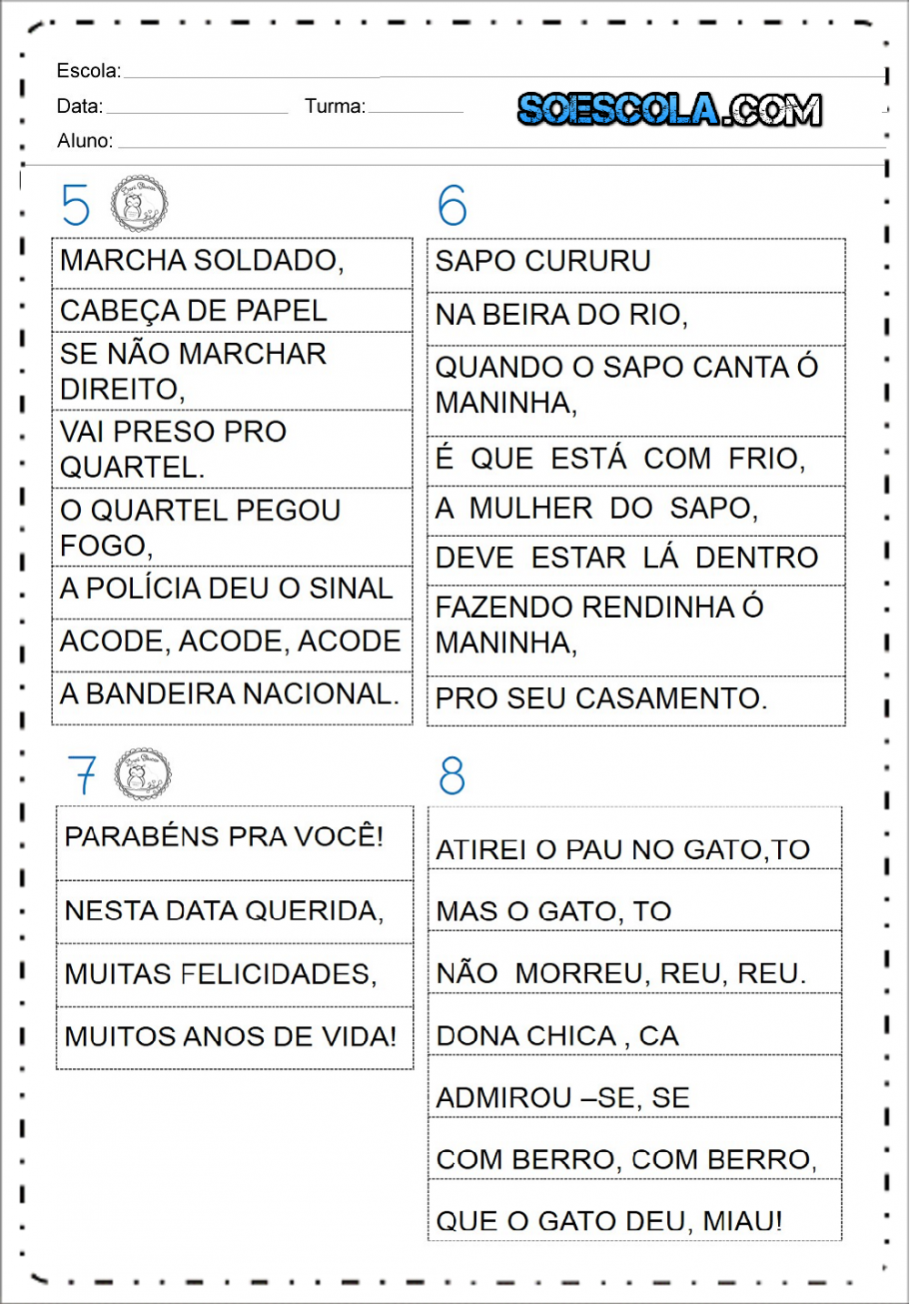 Texto Fatiado 4 Ano Para Imprimir - RETOEDU