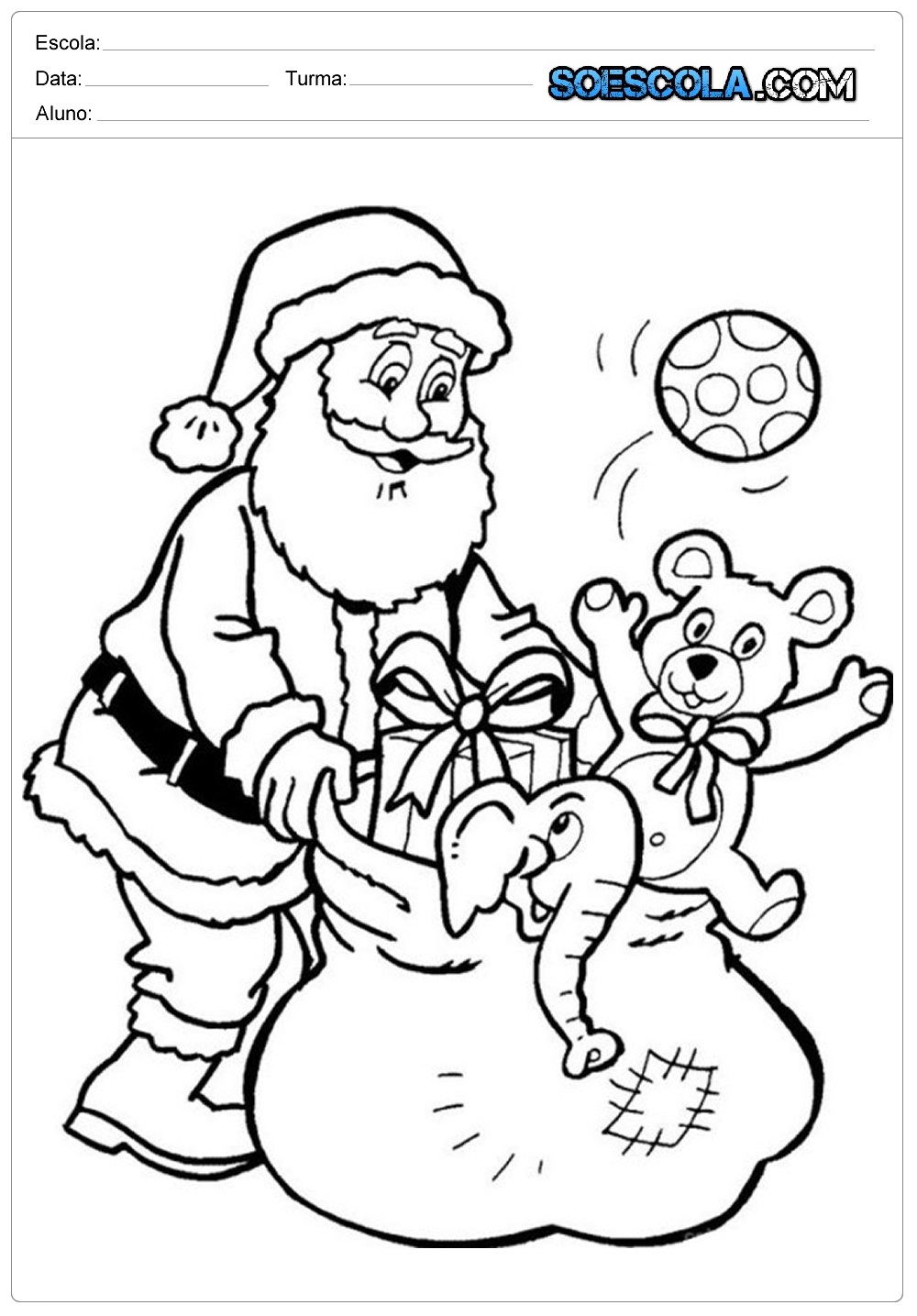 20 Desenhos de Natal para Colorir e Imprimir - Papai Noel em PDF.