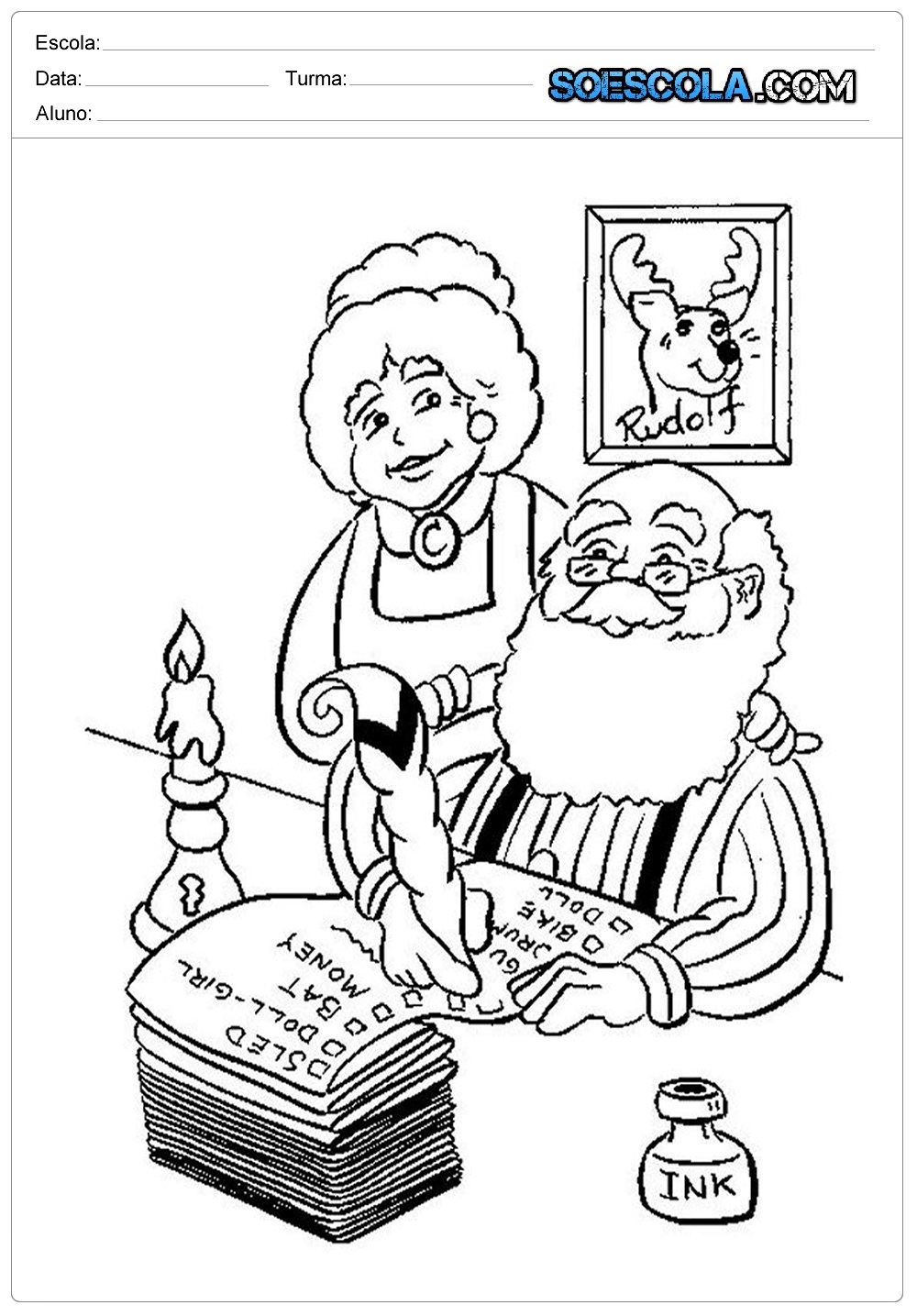 20 Desenhos de Natal para Colorir e Imprimir - Papai Noel em PDF.