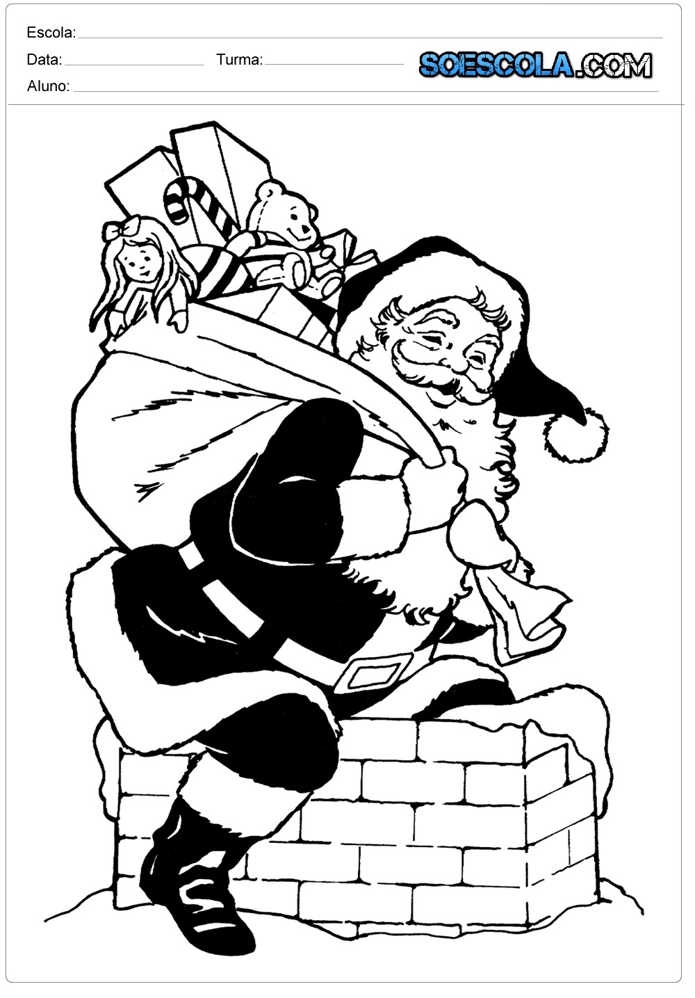20 Desenhos de Natal para Colorir e Imprimir - Papai Noel em PDF.