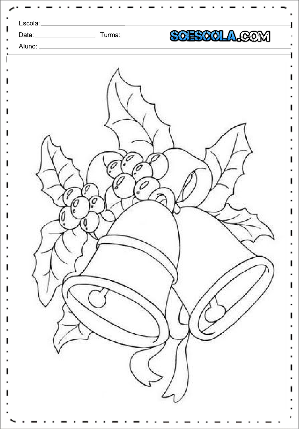Desenhos de Sinos de Natal para imprimir e colorir - Baixe em PDF.