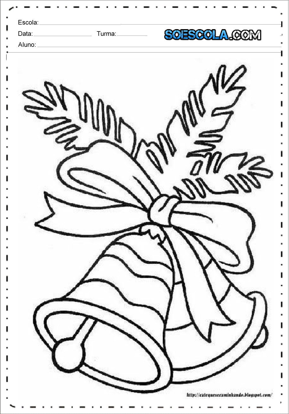 Desenhos de Sinos de Natal para imprimir e colorir - Baixe em PDF.