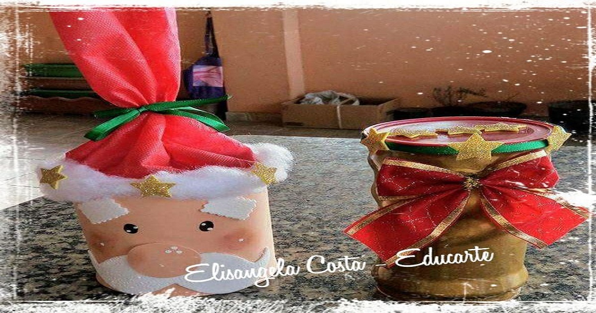 Lembrancinha de Natal com latas decoradas. — SÓ ESCOLA