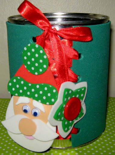 Lembrancinha Papai Noel na lata com moldes para imprimir - EVA