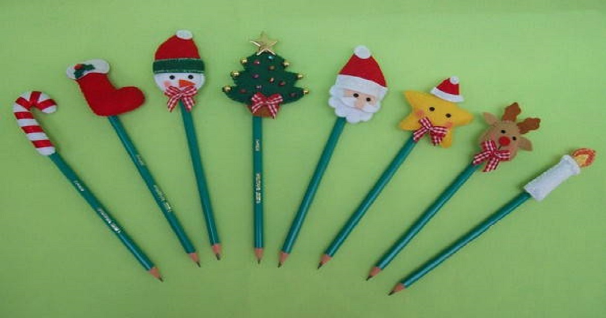 Lembrancinha ponteira de lápis de Natal com moldes para imprimir