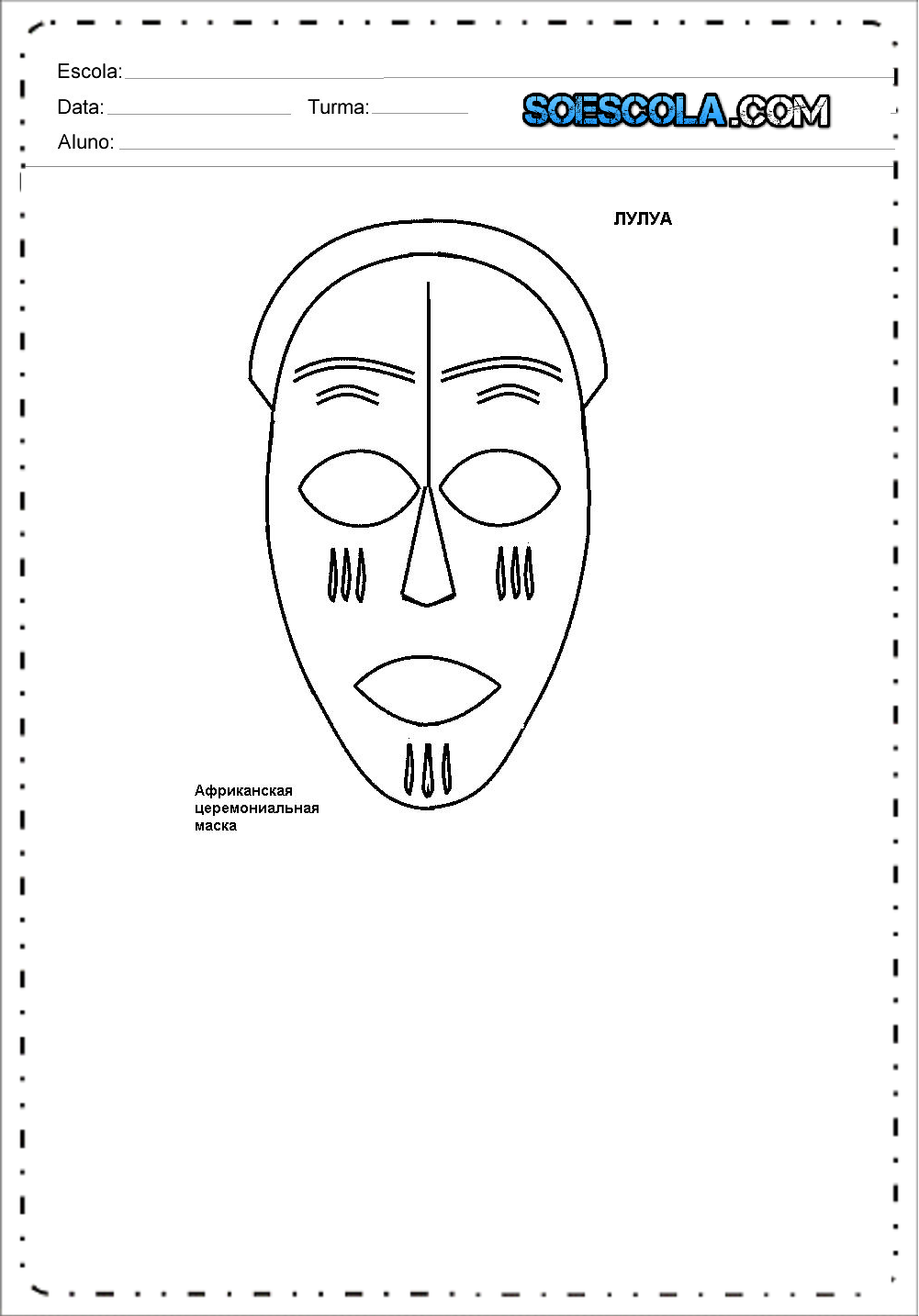 Máscaras Dia da Consciência Negra - Para Imprimir - Máscaras Africanas