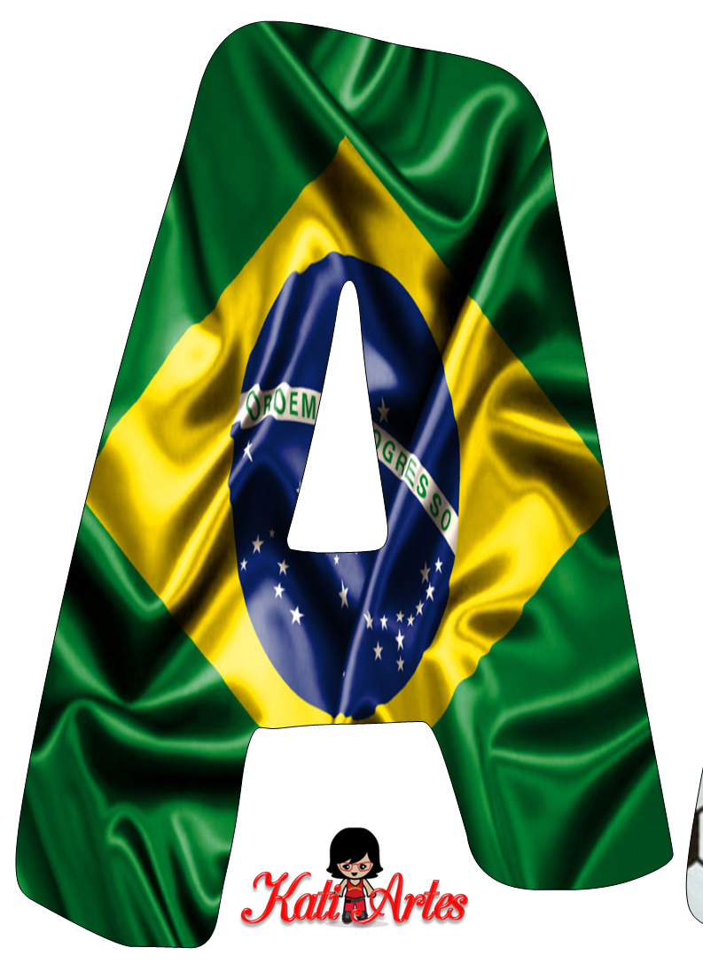 Moldes de Letras Bandeira do Brasil - Letras do Alfabeto para Imprimir,