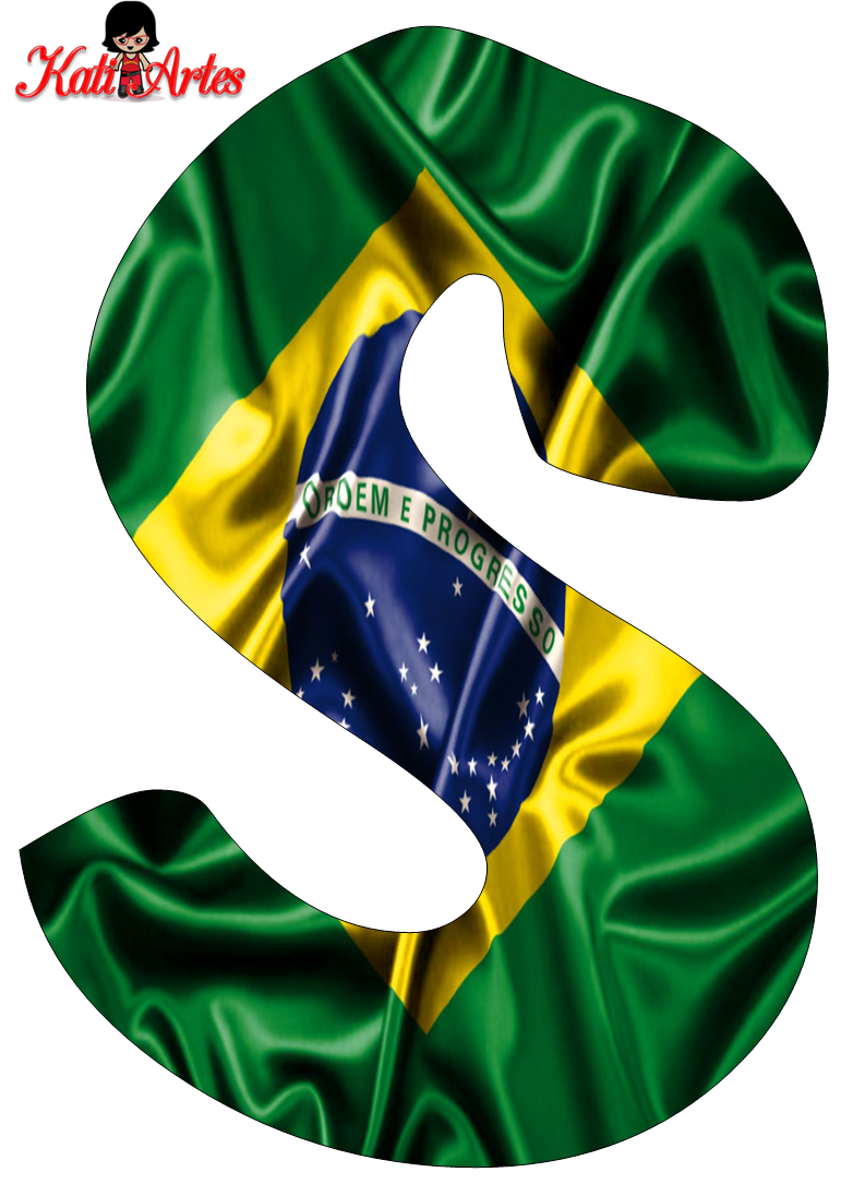 Moldes de Letras Bandeira do Brasil - Letras do Alfabeto para Imprimir,