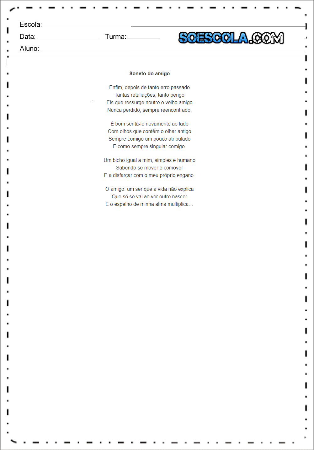 Poemas de Vinicius de Moraes - Poemas para imprimir