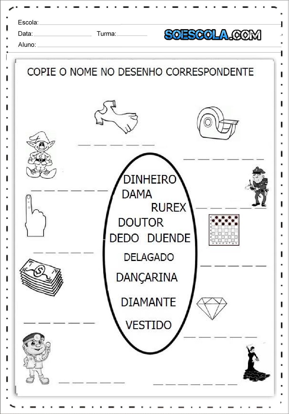 Atividades com a letra D - Alfabetização Inicial - Para imprimir