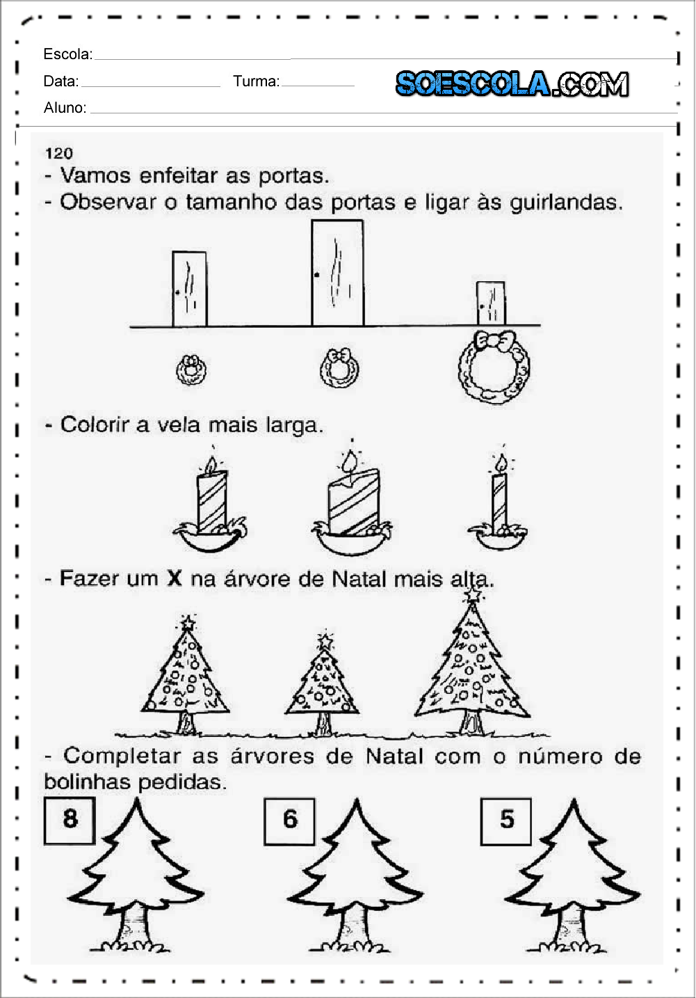 Atividades de Natal para Educação Infantil para imprimir e colorir