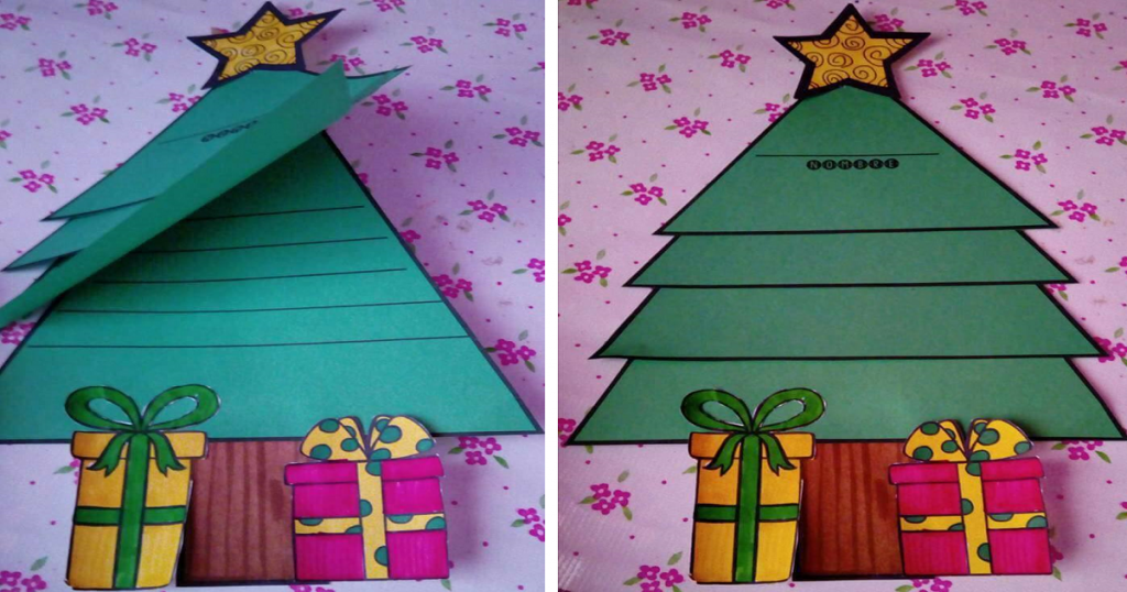 Cartão de Natal com moldes para imprimir e colorir