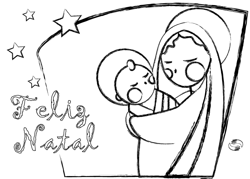 Cartões de natal para colorir - Menino Jesus — SÓ ESCOLA