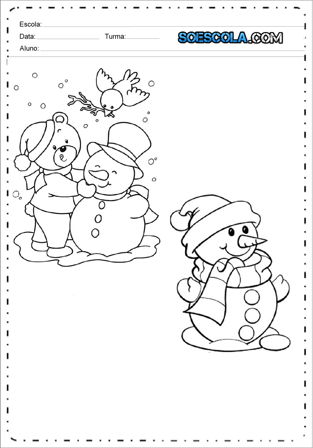 Desenhos de Boneco de Neve de Natal para colorir – Desenhos Natalinos