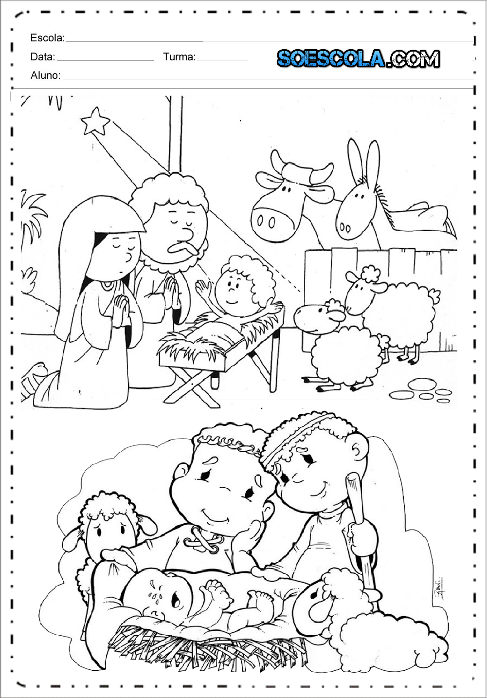 Desenhos de Presépio de Natal para colorir e imprimir em PDF