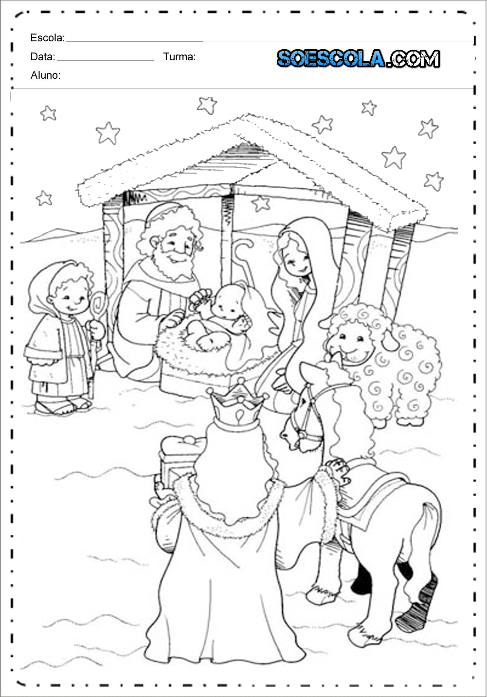 Desenhos de Presépio de Natal para colorir e imprimir em PDF