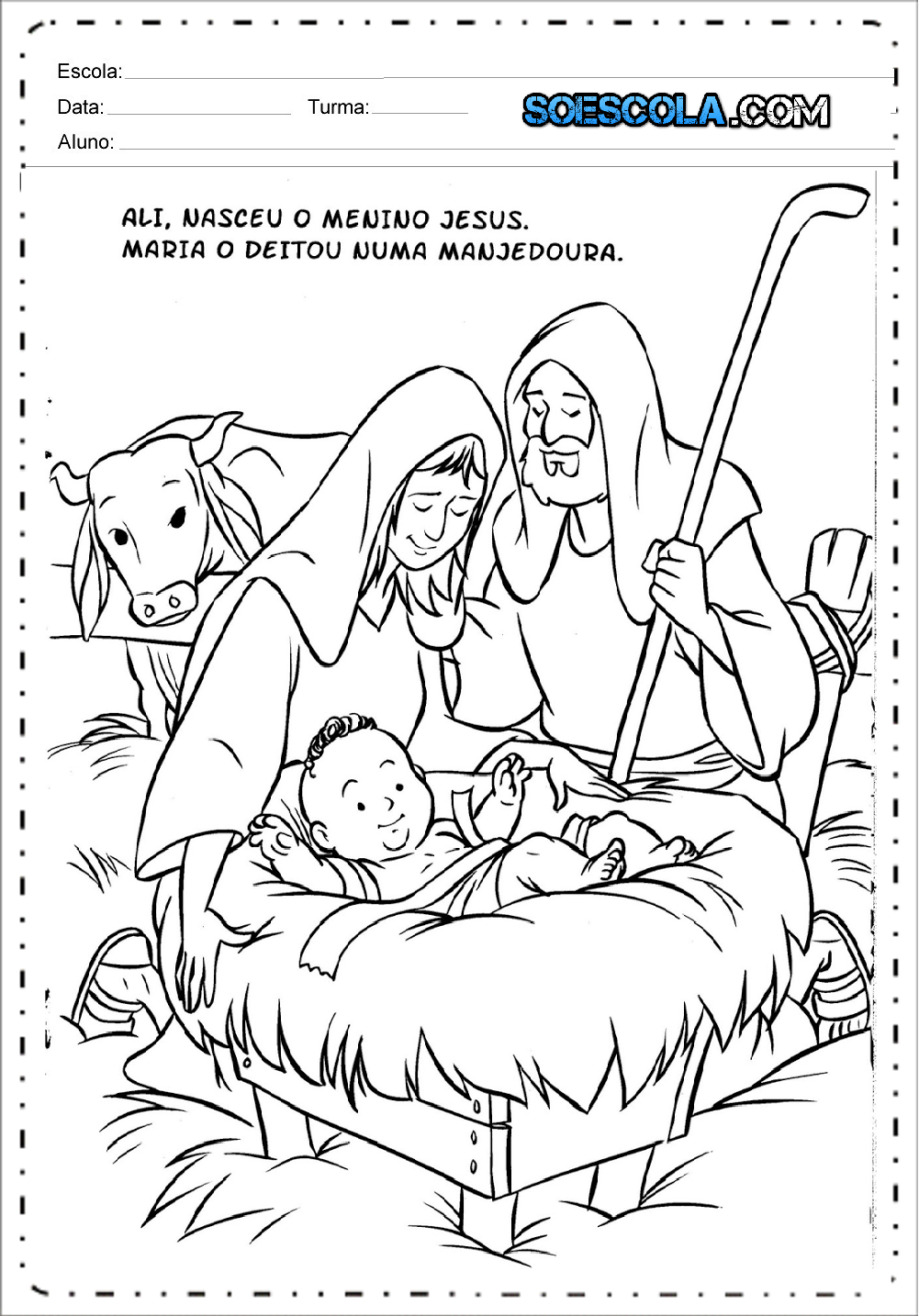 Desenhos de Presépio de Natal para colorir e imprimir em PDF