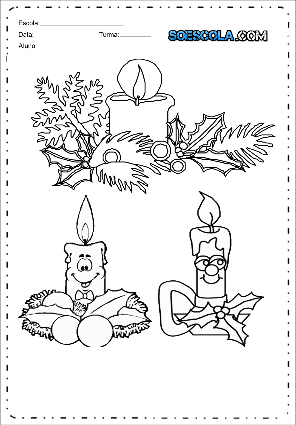 Desenhos de Velas de Natal para colorir e imprimir - Desenhos Natalinos