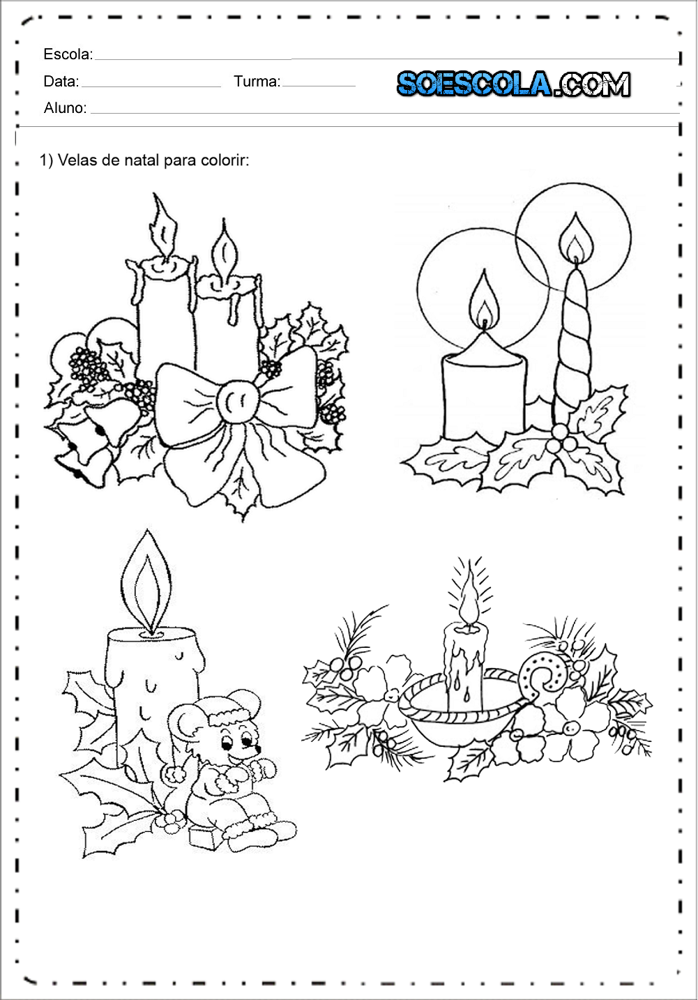 Desenhos de Velas de Natal para colorir e imprimir - Desenhos Natalinos