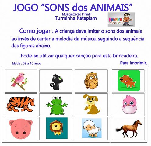 Jogo Sons dos Animais - Atividades Lúdicas de Musicalização