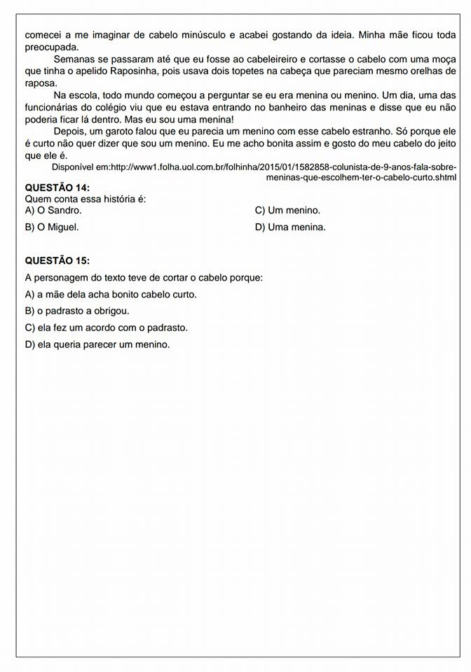Avaliação Diagnóstica de Português 5 ano para imprimir e baixar em PDF